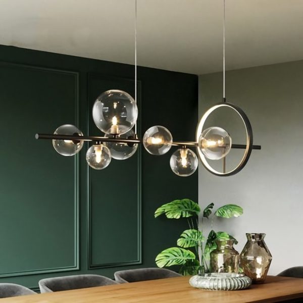 Nordic Glass Ball Led Pendant Light Black Metal Living Room Dining Table Bar Hanging Lamps Household Decorative Indoor Fixtures 1