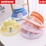 2-12 Years Empty Top Panama Hat (+ Watch Fan) Children Bucket Hat for Baby Girls Boys Big Brim Sun Summer Caps Outdoor Kids Gift 3