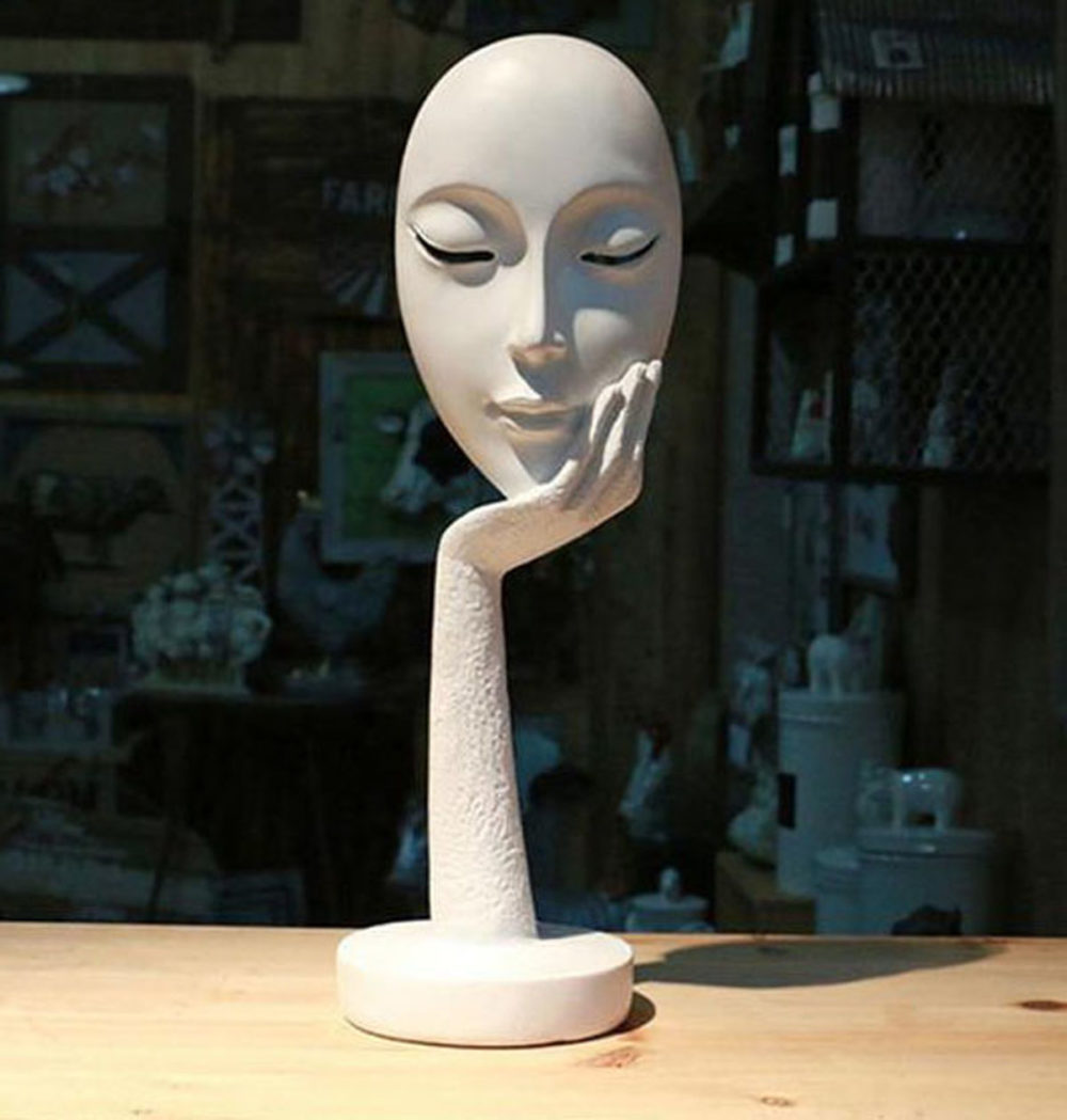 Resin Statue Modern Human Meditators Abstract Lady Face Character Statues Sculpture Art Crafts Figurine Office Desktop Decor 2