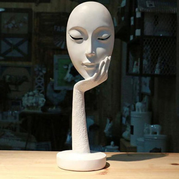 Resin Statue Modern Human Meditators Abstract Lady Face Character Statues Sculpture Art Crafts Figurine Office Desktop Decor 2