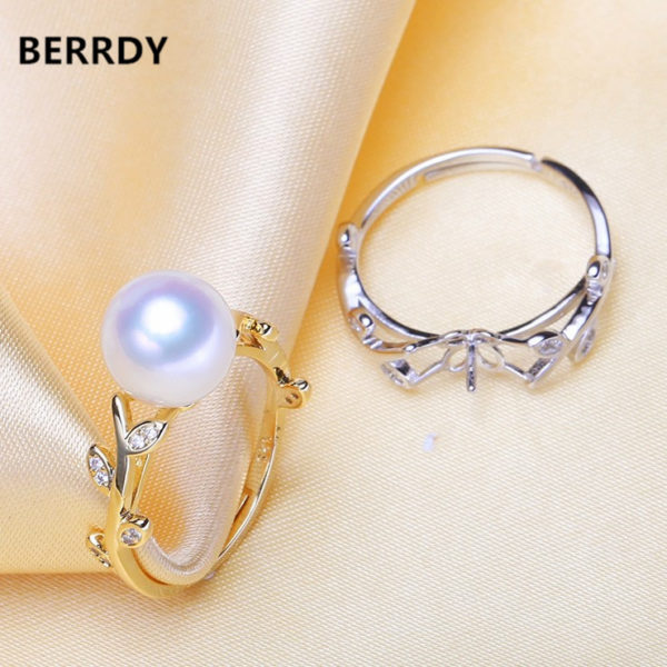 2 color Pearl Ring Mountings, Ring Findings, Adjustable Ring Jewelry Parts Fittings Charm Accessories Silver Jewellery 1