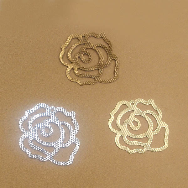 22mm Multi-color Plated Metal Blank Vintage Filigree Rose Flower Charms Links Wraps Connectors DIY Findings Clothing Accessories 1