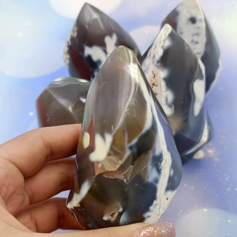 AAA Natural Gray Agate Torch Energy Mineral Stone Crystal Quartz Aquarium Decoration Home Ornament Office Accessories 5