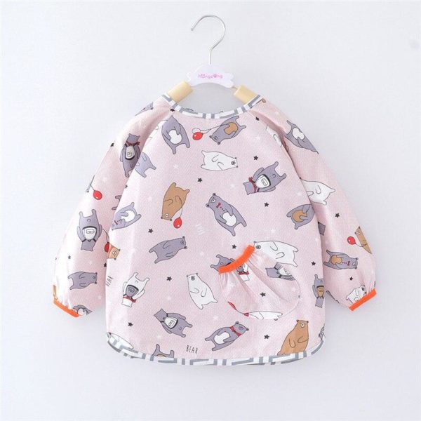 Baby Long Sleeve Waterproof Bibs Baby Cute Bibs Cartoon Infant Eating Children Drawing Apron Baby Self Feeding Burp Choth 1