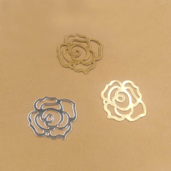 22mm Multi-color Plated Metal Blank Vintage Filigree Rose Flower Charms Links Wraps Connectors DIY Findings Clothing Accessories 2