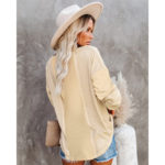 Leisure Fashion Women's Solid Color All-match Street Style Loose Shirt Hollow Out Deep V-neck Long Sleeve Knitting Tops Mujer 4