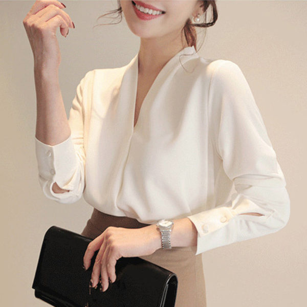 Women Shirts Long Sleeve Solid White Chiffon Office Blouse Women Clothes Womens Tops And Blouses Blusas Mujer De Moda 2021 2