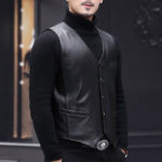 Classic Men Genuine Leather Sheepskin V-neck Waistcoat Male Winter Warm Dress Vests Hommes Casual Sleeveless Formal Suit Gilet 4