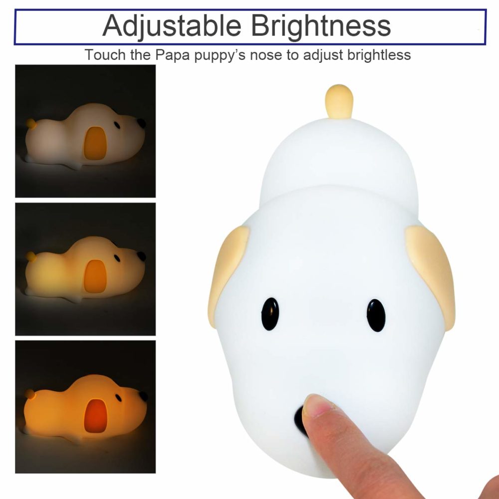 Rechargeable Light Cute Dog Nightlight Touch Silicone Bedside Night Lamp USB Timing Induction Lamps Bedroom Decoration Kids Gift 3