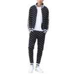 2021 Autumn Men's Tracksuit Men Elastic Waist Patchwork Letter trousers O-neck Leisure Set Joggering Sports Sportsuit Clothes 5