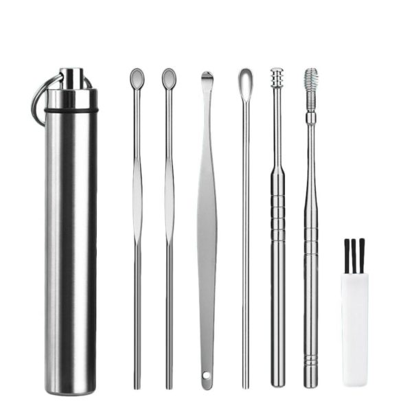 7pcs/set Ear Cleaner Wax Removal Tool Earpick Sticks Earwax Remover Curette Ear Pick Cleaning Ear Cleanser Spoon for Ear Care 2