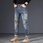 Mens Ripped Patchwork Jeans Blue Slim Fit Hole jean Pants Casual Biker Trousers Streetwear 2022 High Quality Denim Man Clothing 5