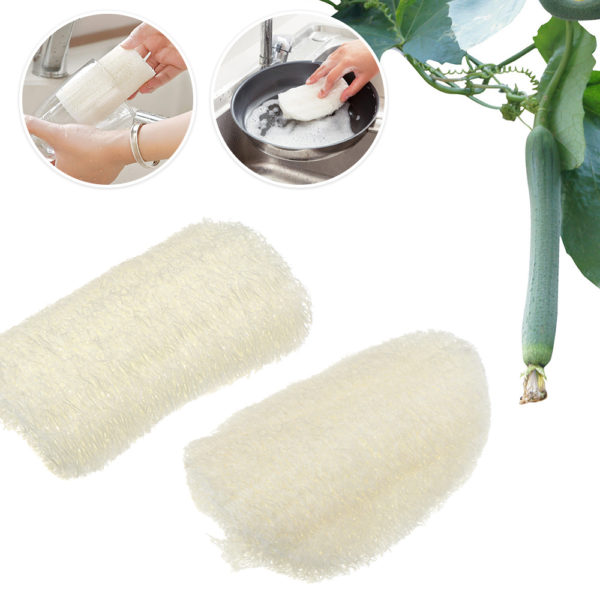 5pcs Natural Loofah Dish Washing Cloth Pot Bowl Brush Double-sided Cleaning Microfibre Kitchen Decontamination Sponge Tools 2