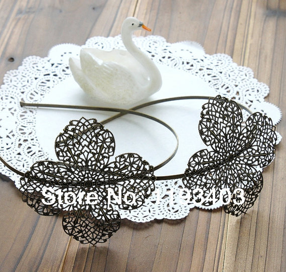 10PCS Adjustable Antique Bronze Filigree 85 x 85 mm Floral HeadBand Setting hairband accessories NICKEL FREE-(HBSB-3) 2