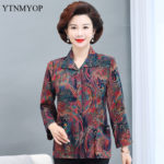 YTNMYOP Fashion Print Blouse Women Middle-aged 5XL Loose Shirts Ladies Turn-down Collar Pockets Spring Blouses High Quality 2