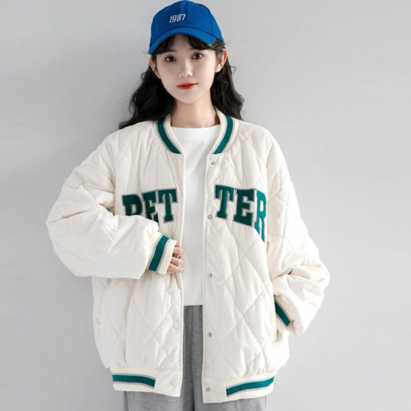 2022 Spring and Autumn New Printed Letter Jacket Women's Short Coat Winter Korean Loose Student Thickened Baseball Suit Fashion 2