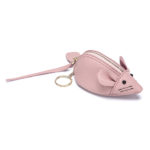 Cute Animal Design Lady Lipstick Bag Fashion Key Case Wallet Full Grain Cow Leather Vivid Lovely Mini Mouse Shape Purse 3