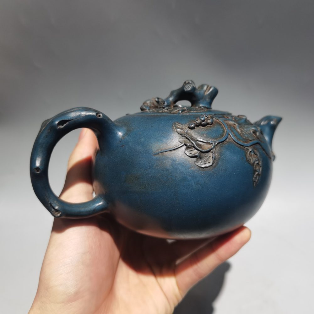 8"Chinese Yixing Zisha Pottery Hand-Carved Peach pot Green clay kettle teapot Teapot Pot Tea Maker Office Ornaments 3