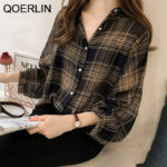 QOERLIN M-4XL See Through Sexy Plaid Shirt Women Summer 2021 New Korean Loose Causal Sun Protection Jacket Blouse Coat Girly 3