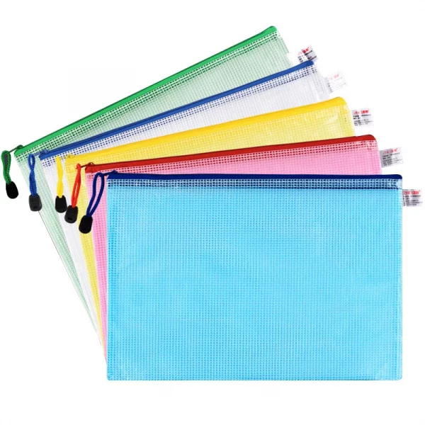 File Mesh Zipper Pouch A4/A5/A6/B4/B5 Document Bag Waterproof Zip File Folders Pencil Case School Office Supplies Storage Bags 1