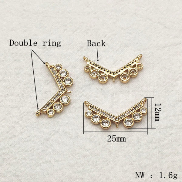 New Arrival!12x25mm 50pcs Cubic Zirconia V Shape Connectors for Handmade Necklace/Earring DIY Parts,Jewelry Accessories Findings 2