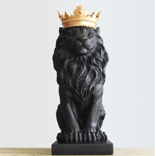 Nordic Crown Lion Sculpture Home Office Bar Goalkeeper Lion Resin Statue Model Crafts Ornaments Animal Tuscan Design Decor Gift 2