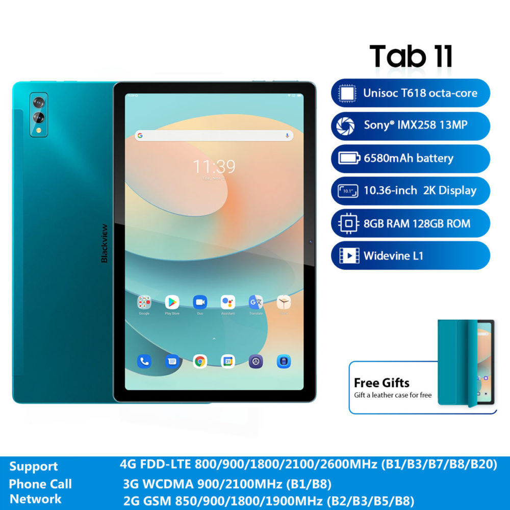 Blackview Tab 11 4G Phone Call Tablet 10.36 inch 8GB 128GB Android 11 T618 Octa Core Support WiFi /Bluetooth/TF Card 1