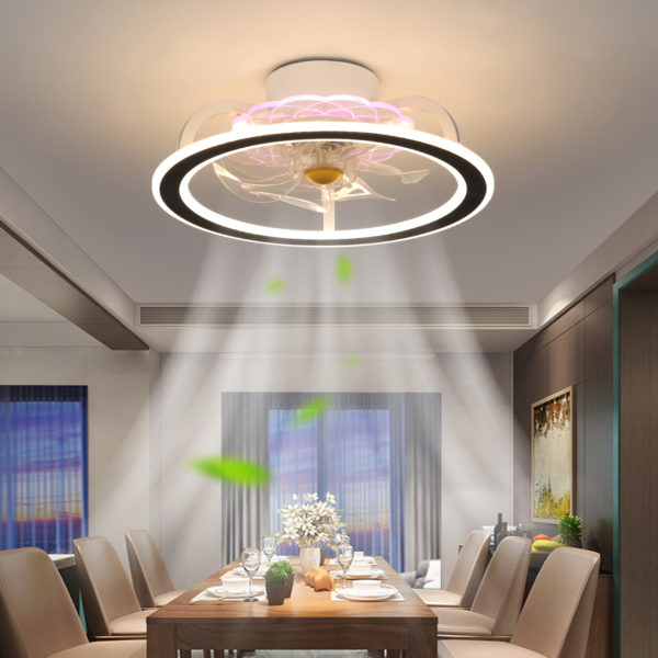 Nordic mute ceiling fan lamp black aluminum ceiling fan lamp bedroom dining room fan lamp electric fan children's room fan lamp 1