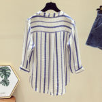 Striped Shirts Women Ladies Tops Half Sleeve V-neck Loose Top Button Shirts Blouses Blusas De Mujer Blouse Women Camisa Femenina 4