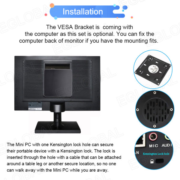 Eglobal F2N Mini Computer PC Intel i7 6567U i5 6267U i3 7167U 8250U Windows 7/8/10 Linux HDMI VGA 300M WiFi Nettop Computer 1