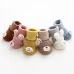 Cute Cartoon Winter Baby Socks Cat Rabbit Non-slip Rubber Soft Sole Newborn Boy Girl Socks Warm Plush Thick Toddler Floor Shoes 1