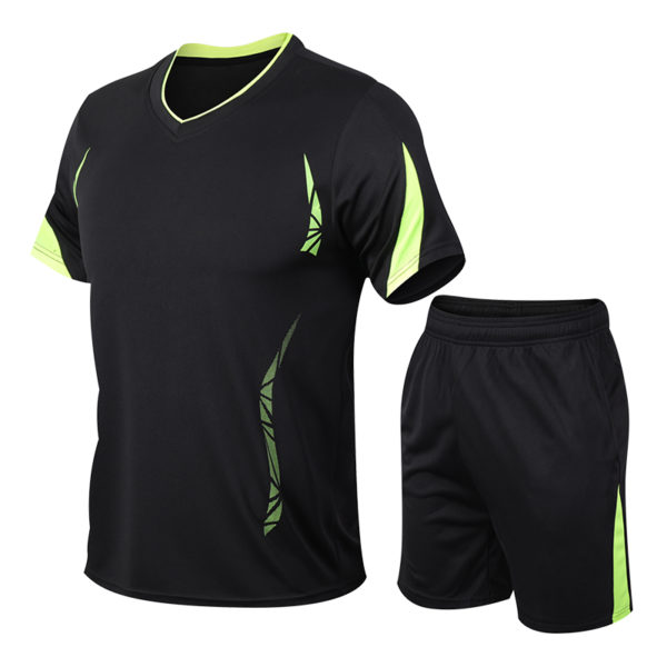 Men Fashion Summer Two Piece Set Casual Loose Ice Silk T-shirt + Short Pant Breathable Sport Suits Running Fitness Gym Sets 1