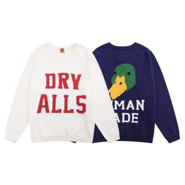 2022fw Human Made Sweater Men Women 1:1 High-Quality Duck Pattern Knit Sweatshirts Human Made Slightly Oversized 1