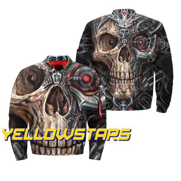 Mechanical skull fashion Halloween men's casual jacket outdoor bomber coat 1