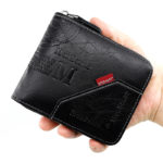 Men's Wallet Made of Leather Wax Oil Skin Purse for Men Coin Purse Short Male Card Holder Wallets Zipper Around Money Coin Purse 2