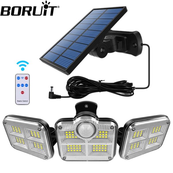 BORUiT 20w Super Bright Solar Lights 120 LEDs Waterproof Outdoor Indoor Solar Lamp PIR Motion Sensor Street Light for Garden 1