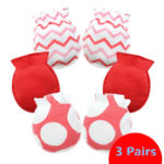 3 Pairs Fashion 0-6 Months Kids Anti Scratching Gloves Newborn Protection Face Cotton Mittens 3