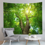 3D Scenic Tapestry Green Forest Tree Bedspread Wall Hanging Tapestry Wall Hanging Curtain Tapestries Bedroom Decor Wall Cloth 2