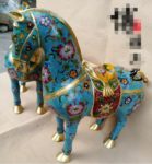 40cm Chinese pure copper cloisonne horse office home crafts ornaments 3