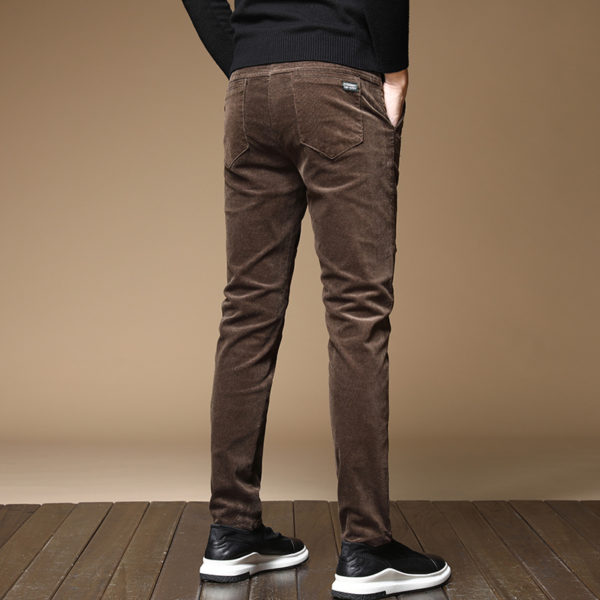 High Quality Slim Winter Fleece Warm Corduroy Pants Men Thick Casual Business Fashion Stretch Velvet Black Gray Green Trousers 2