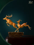 Double Fortune Copper Deer Statue Home Office Room Desktop Decoration Collect Ornaments Gifts 1