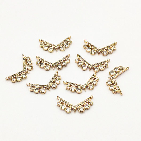 New Arrival!12x25mm 50pcs Cubic Zirconia V Shape Connectors for Handmade Necklace/Earring DIY Parts,Jewelry Accessories Findings 1