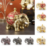 Metal Elephant Incense Holder Decorative Cone Coil Incense Burner Holder with Lid Ash Catcher Aromatherapy Home Office Decor 2