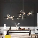 Nordic Glass Ball Led Pendant Light Black Metal Living Room Dining Table Bar Hanging Lamps Household Decorative Indoor Fixtures 3