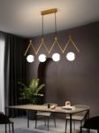 Black Or Gold LED Chandelier Dining Room Coffee Shop Modern Long Pendant Lamp Creative Restaurant Bar Multi-head Hanging Light 3