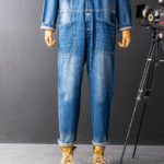 Autumn Spring Safari Style Overalls Mens Straight Loose Fit Single Breasted Jeans Fashion Long Sleeve Casual Denim Jumpsuits Men 4