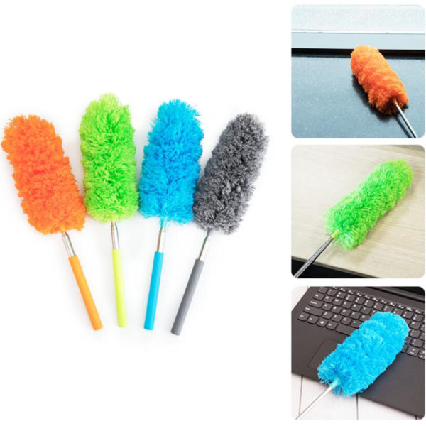 Extendable Telescoping Microfiber Duster Bendable Washable Household Cleaning Dusting Brush for Home Office Car Blue Pink 1Pcs 2