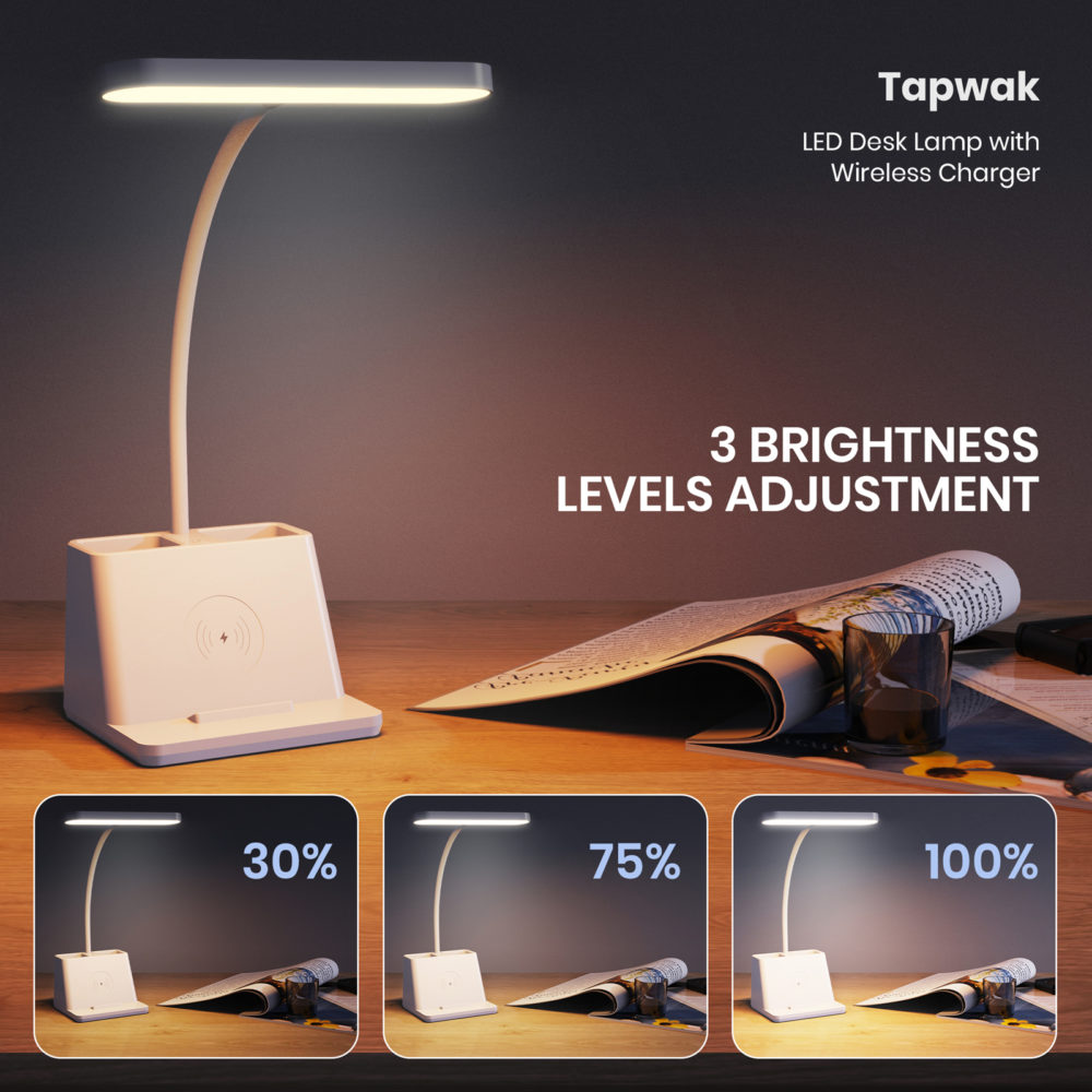 AXX Desk Lamp with Wireless Charger LED Dimmable Table Lamp Eye Protection Flexible Bedside Reading Night Light Home Office 3