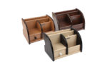 Luxury Wood Desk Organizer Office Bureau Pen Holder Wooden Sorter with Drawer 2