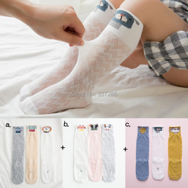 Summer newborn infant girls ankle short socks Cartoon Animal Mesh baby kids Socks cotton Over Knee High long Socks for toddler 2